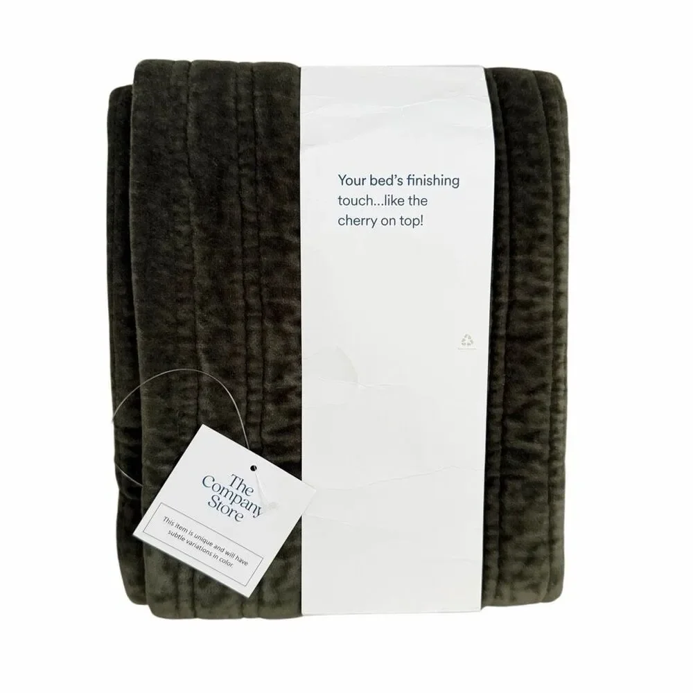 The Company Store Legends Luxury Line Stitch Quilted Sham NWT Olive Standard
